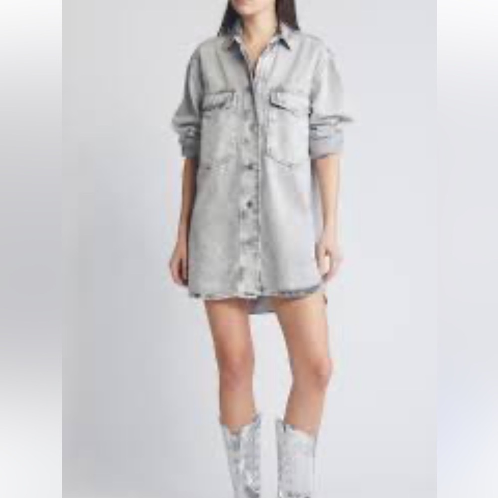 All Saints Lily Oversize Long Sleeve Denim Shacket Dress 2